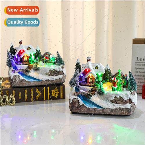 New rotating resin ornament wh music Christmas scene gift Ch