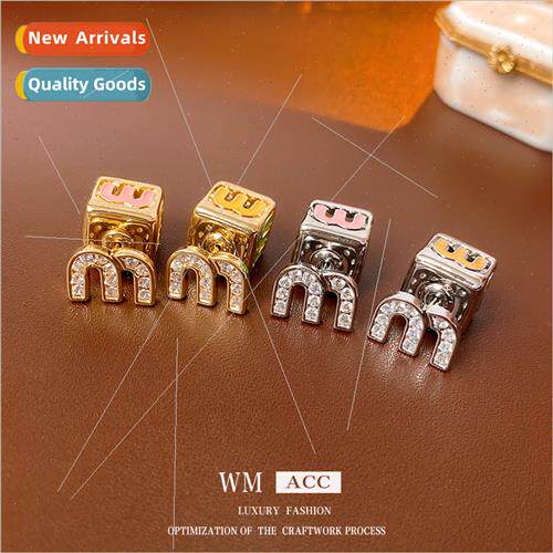 silver pin one two wear zirconia oil drop m letter square ea