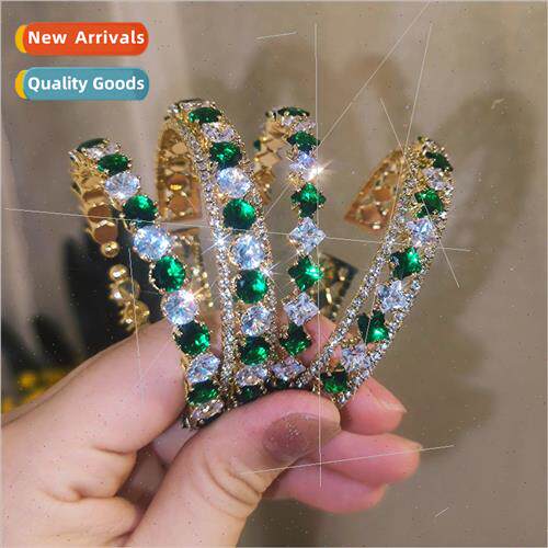 New ins niche zirconia bracelet vintage diamond green bracel