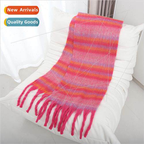 Korea  new striped rainbow colorful scarf men women in autum