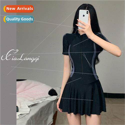One-piece swimsu female summer skirt conservative sports win