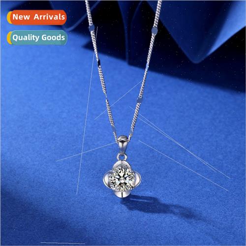 s925 silver four-leaf clover moissan necklace zirconia Europ - 实物图