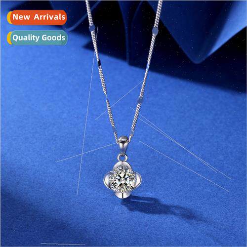 s925 silver four-leaf clover moissan necklace zirconia Europ
