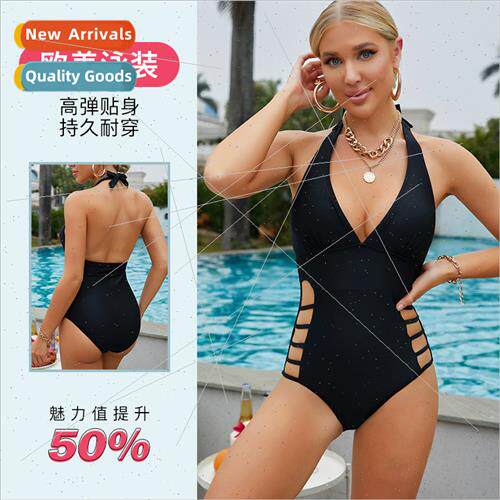 beautiful back one-piece swimsu female 2023 new solid color