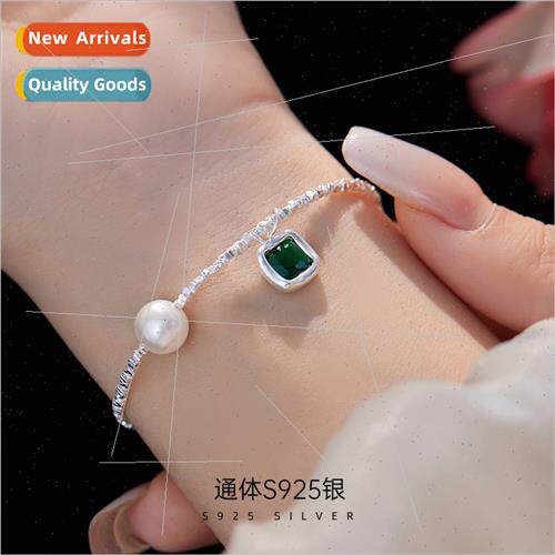 S925 silver broken silver bracelet women simple square beads