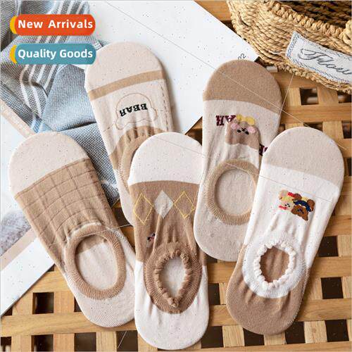 Socks womens short socks spring and summer new cartoon bear