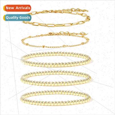 Women Copper Beads 14K Real Gold Plated Beads Bracelet Women