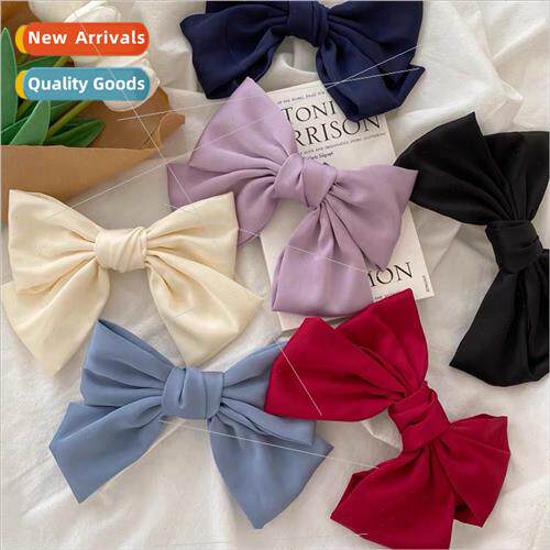 Korea  solid satin solid colour bow hairpin female temperame