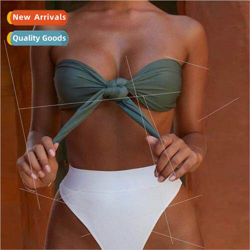 Europe bikini new knot high waisted swimsu separates color b