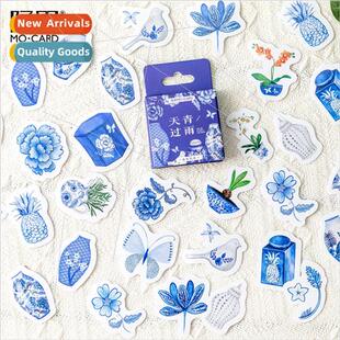 over rain vintage Boxed vase azure plants handbook stickers