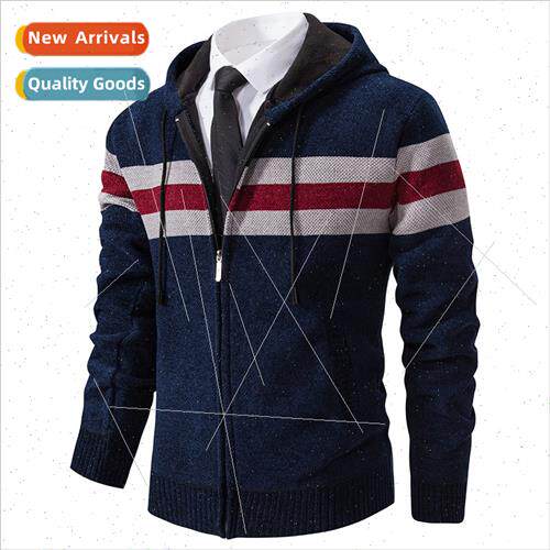 2023 winter new men wool fashion clothing kn cardigan hooded