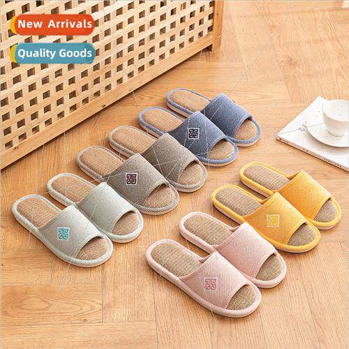 Summer linen sandals slippers male couple indoor home 2023 n