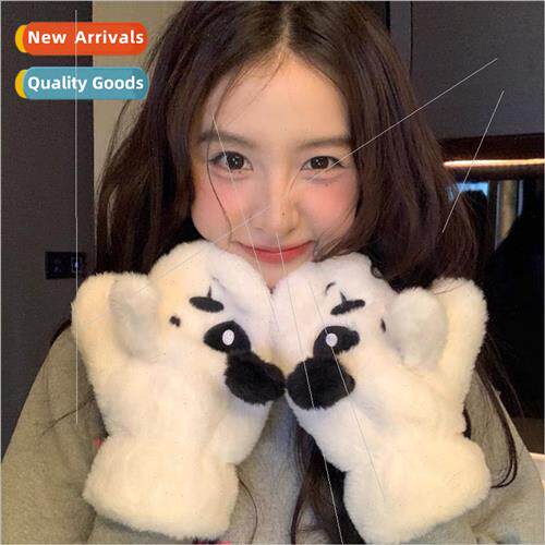 al black whe puppy plush gloves female winter riding cold th