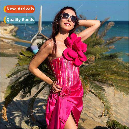 Swimsu Womens Slant Shoulder Skinny Large Flower Bikini Swim
