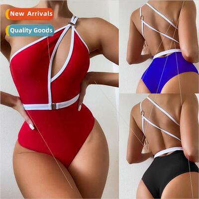 Womens Solid Color One-piece Swimsu Sexy Waistband Swimsu LZ