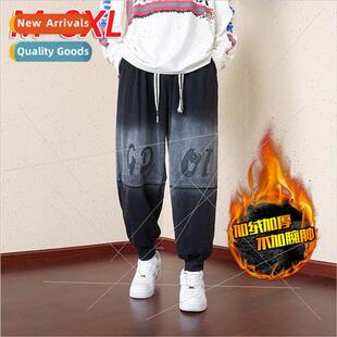 letters sweat pants Padded men gradient tide fall thickened