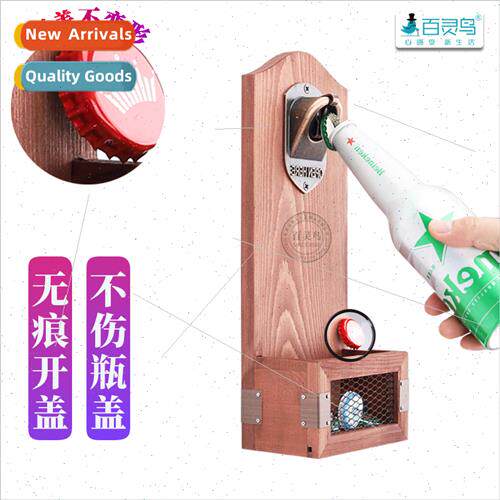Beer Driver Creative Cast Iron Bottle Opener Wooden Storage