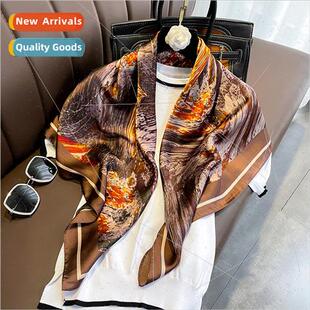 satin silk scarf New women graffi simulation spri charm