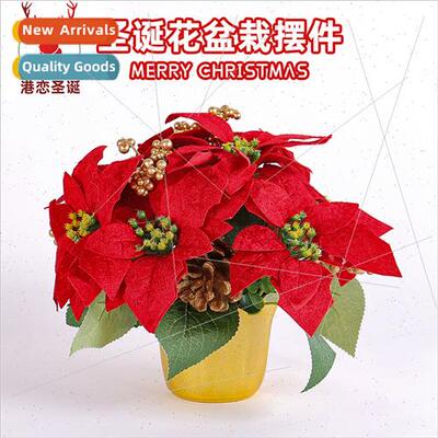 Red Christmas flowers potted plants desktop decorations new