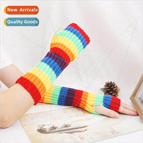 Rainbow autumn winter warm sleeve Japan striped sweet cool g