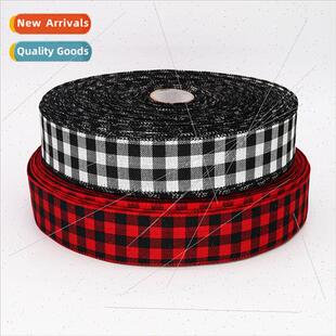 red 5cm black gingham chec Christmas whe ribbon