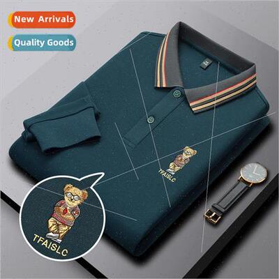 Fashion lapel long-sleeved fall men nd bear embroidery casua