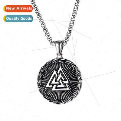 Europe Hip Hop Viking Vintage Ding Triangle Rune Men Stainle