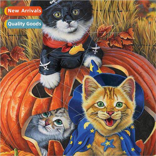 Onepcs Cross Stch New DIY Halloween Pumpkin Cat Full Embroid