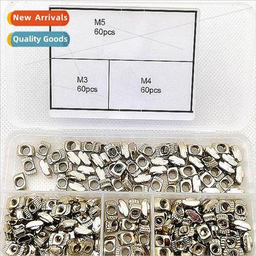 180pcs Boxed 2020 ckel Plated T-Nuts Trapezoidal Nuts