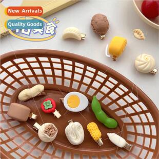 Cute breakfast hair clips large simulation buns steamed buns