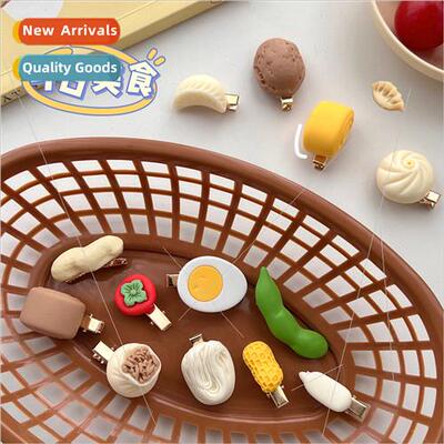 Cute breakfast hair clips large simulation buns steamed buns