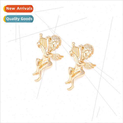 small temperament harp cherub earrings light luxury cute car