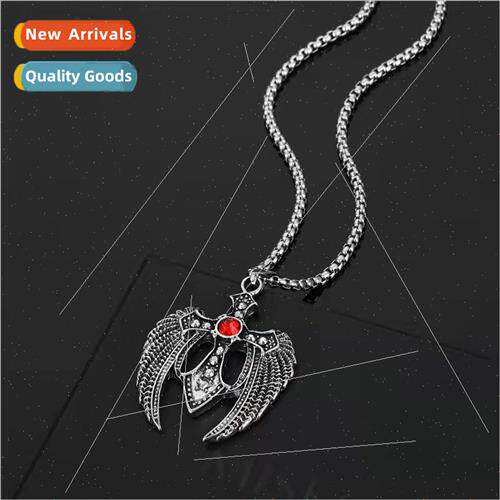 Stainless Steel Square Bead Necklace Fashion Angel Wing Pend