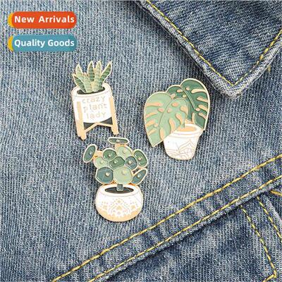 Cute cartoon potted plant brooch Tortoise Bamboo Cactus Aloe