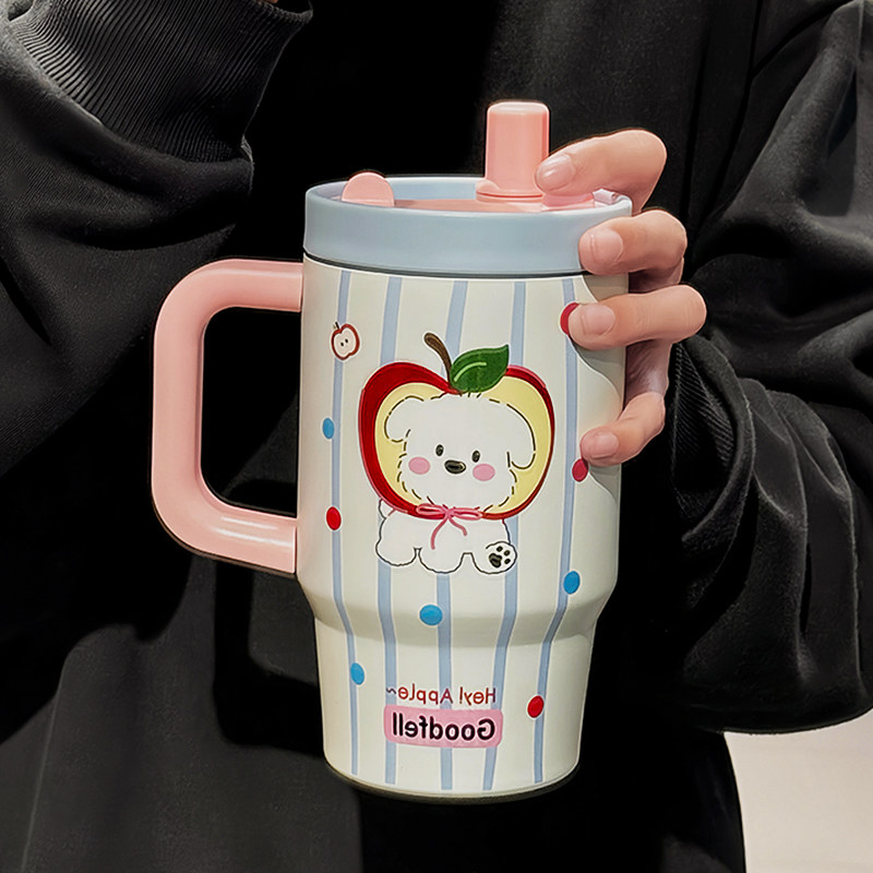 巨无霸保温杯大容量2026新款女生高颜值吸管水杯陶瓷内胆冰霸杯子