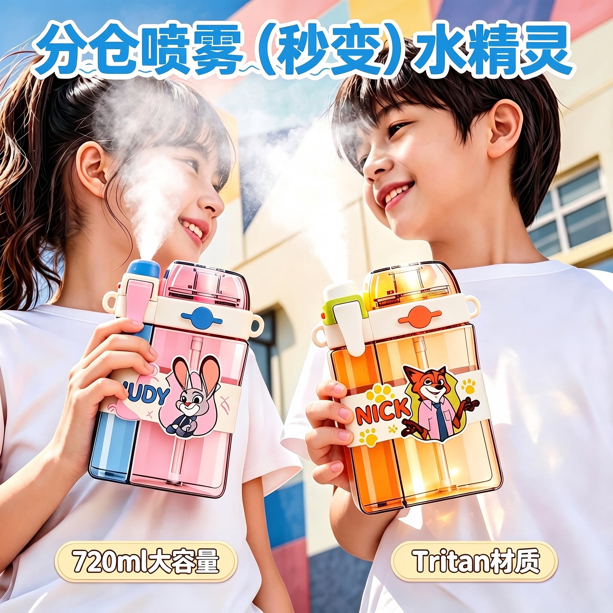 分仓双饮喷雾水杯正版授权图片