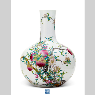 清代乾隆粉彩九桃天球瓶电子版设计素材文件