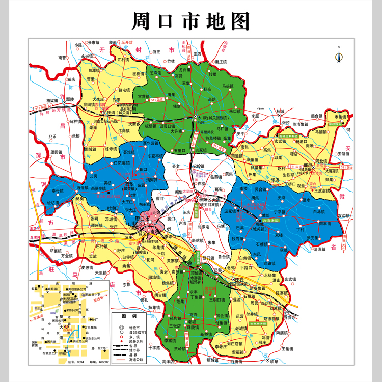 周口市地图电子版设计素材文件