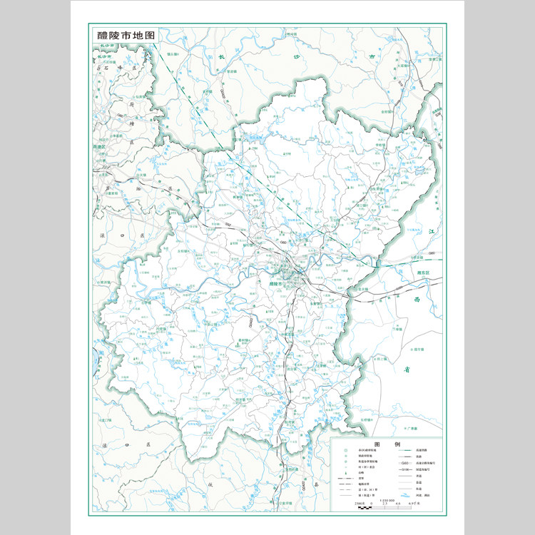 醴陵市地图电子版设计素材文件