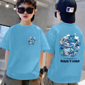 帅气半袖 男大童夏季 儿童男孩夏装 t恤2025新款 体恤上衣潮 纯棉短袖