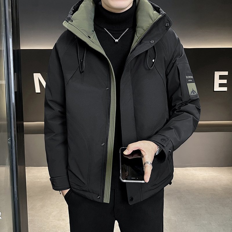 潮牌轻薄保暖连帽羽绒服男士秋冬季白鸭绒新款冲锋衣加厚冬装外套