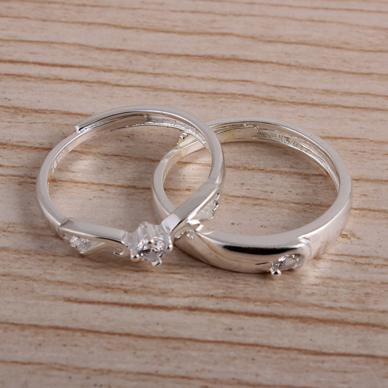 s990足银情侣戒指一对结婚活口