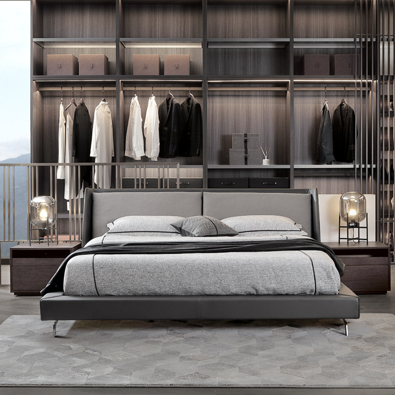 楷模 大普-瑞恩床轻奢现代经典意式卧室靠包布艺床家具双人