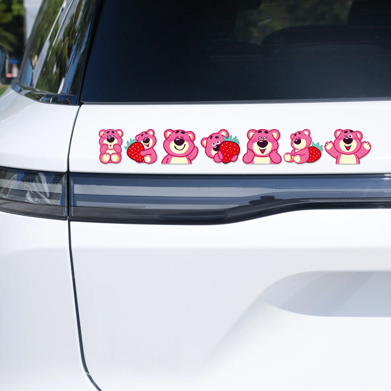 反光贴汽车贴纸可爱草莓熊装饰贴画卡通车身贴玻璃贴遮挡划痕摩托图片