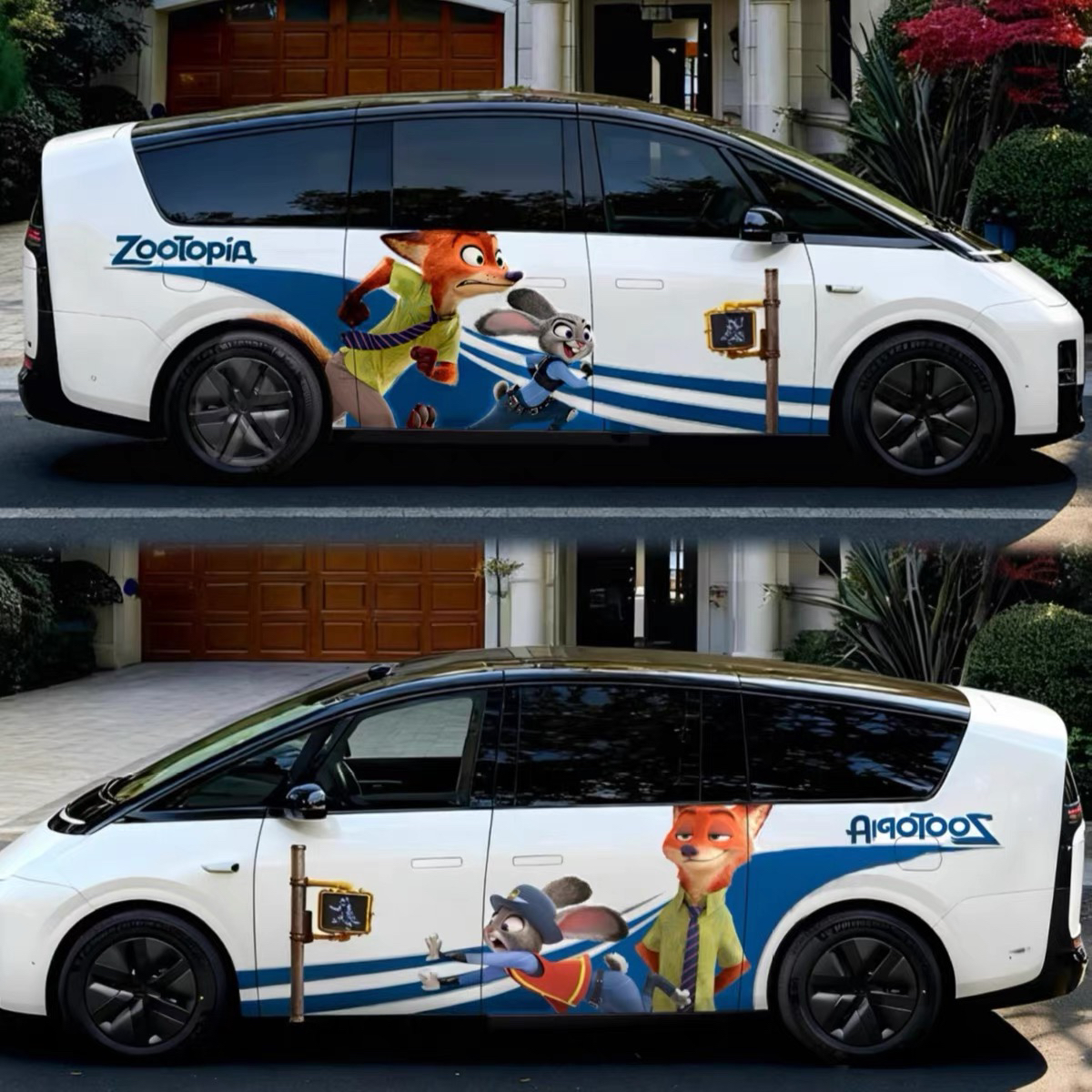 适用于理想mega车贴疯狂动物城2尼克朱迪汽车两侧涂装 个性定制