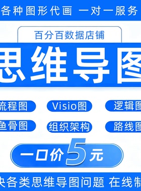 思维导图制作代画流程图Visio图逻辑图定制组织架构设计鱼骨图ppt