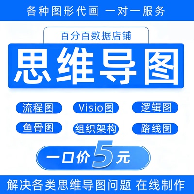 思维导图制作代画流程图Visio图逻辑图定制组织架构设计鱼骨图ppt