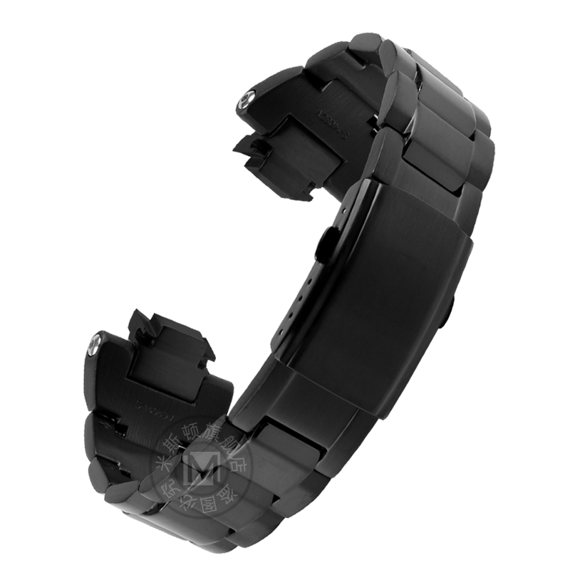 适配卡西欧G-SHOCK系列GST-B400AD凸口精钢表带配件14mm黑色