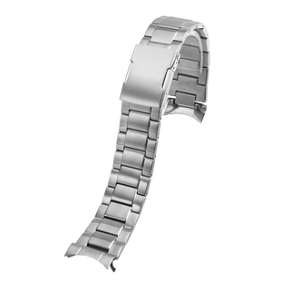 适用浪琴先行者祖鲁弧形钢带 L3.812 弧口表带精钢表链男配件22mm