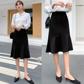 正装 大码 胖mm鱼尾裙半身裙女夏不规则包臀包裙职业裙西装 黑色裙子